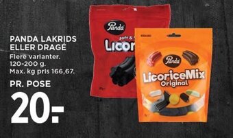 MENY PANDA LAKRIDS ELLER DRAGÉ tilbud