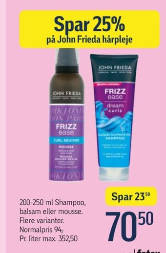 Føtex John frieda hårmousse tilbud