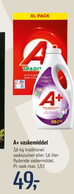 Føtex A+ vaskepulver tilbud