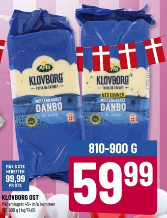 Løvbjerg Klovborg skæreost danbo mellemlagret tilbud