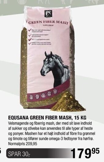 Land & Fritid Equsana green fiber mash, 15 kg tilbud