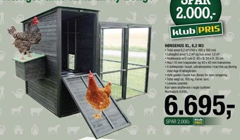 Hønsehus xl, 6,2 m3