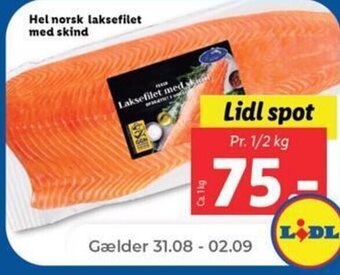 Netto Hel norsk laksefilet med skind tilbud