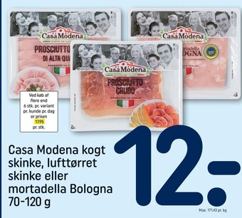 REMA 1000 Casa Modena kogt skinke, lufttørret skinke eller mortadella Bologna tilbud