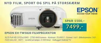 CBC Epson eh-tw5820 filmprojektor tilbud