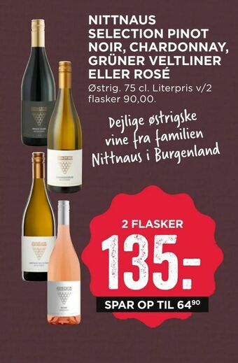 MENY Nittnaus selection pinot noir, chardonnay, grüner veltliner eller rosé tilbud