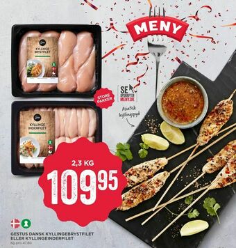 MENY Gestus dansk kyllingebrystfilet eller kyllingeinderfilet tilbud