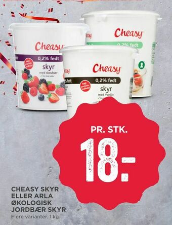 MENY Cheasy skyr eller arla økologisk jordbær skyr tilbud