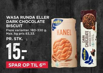 MENY Wasa runda eller dark chocolate biscuit tilbud