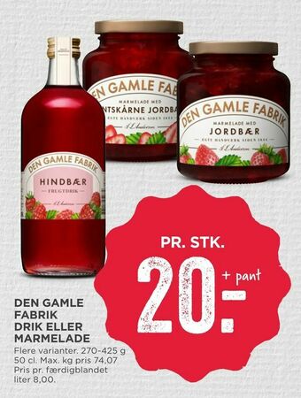MENY Den gamle fabrik drik eller marmelade tilbud