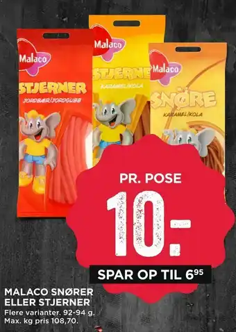 MENY Malaco snører eller stjerner tilbud