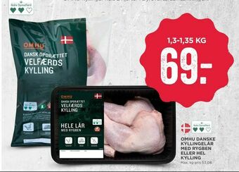 MENY Omhu danske kyllingelår med rygben eller hel kylling tilbud