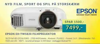 EDB Center Epson eh-tw5820 filmprojektor tilbud