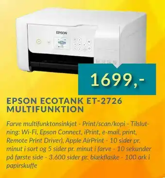 EDB Center Epson ecotank et-2726 multifunktion tilbud