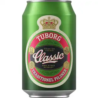 Fleggaard Tuborg classic pilsner - 4,6% øl, 24x33cl dåse tilbud