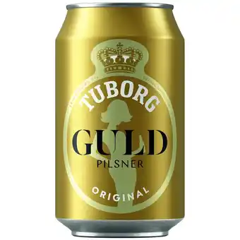 Fleggaard Tuborg guld - stærk pilsner 5,6% øl, 24x33cl. dåse tilbud