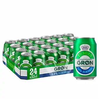 Fleggaard Grøn tuborg 0,0% pilsner - alkoholfri øl, 24x33cl dåse tilbud