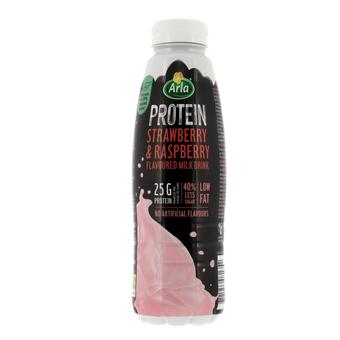 Fleggaard Arla protein drink jord/hindbær 500g tilbud