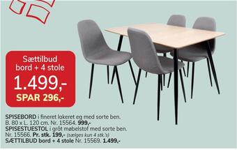 Daells Bolighus Sættilbud bord + 4 stole tilbud