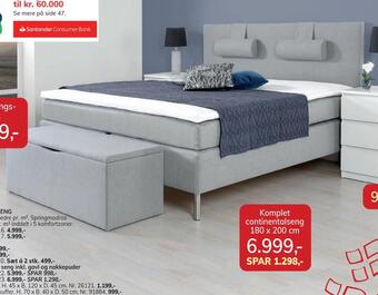 Daells Bolighus Sættilbud komplet seng inkl. gavl og nakkepuder tilbud