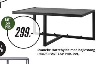 Svaneke hattehylde med bøjlestang