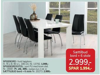 Daells Bolighus Sættilbud bord + 6 stole tilbud