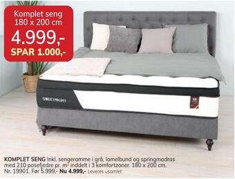 Daells Bolighus Komplet seng 180 x 200 cm tilbud