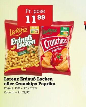 Poetzsch Padborg Lorenz Erdnuß Locken eller Crunchips Paprika tilbud