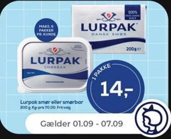 Netto Lurpak smør eller smørbar 200 g tilbud