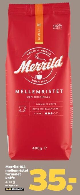 Netto Mellemristet kaffe formalet tilbud