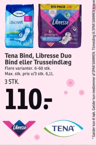 SPAR Libresse trusseindlæg tilbud