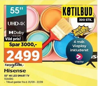 Power Hisense 55´´ 4k led smart tv tilbud