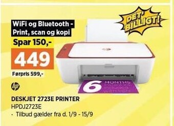 Power Hp deskjet 2723 e printer tilbud