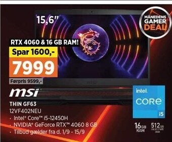 Power Msi thin gf63 tilbud
