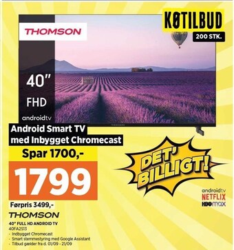 Power Thomson 40´´ full hd android tv tilbud