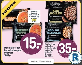 Netto Mou supper eller mou melboller, kød boller eller glutenfrie kødboller tilbud