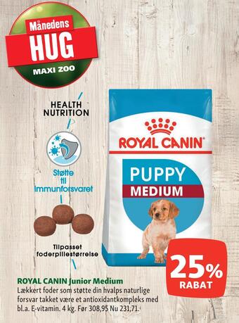 Maxi Zoo Royal canin junior medium tilbud