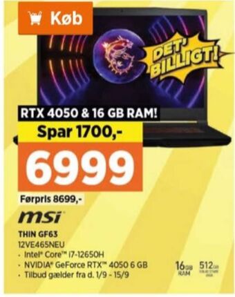 Power Msi bærbar pc tilbud