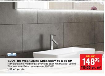 jem & fix Gulv- og vægklinke ares grey 30 x 60 cm tilbud