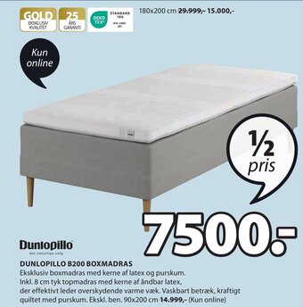 JYSK DUNLOPILLO B200 BOXMADRAS tilbud
