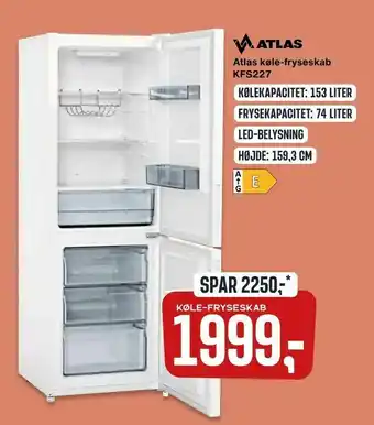 Skousen Atlas køle-fryseskab KFS227 tilbud