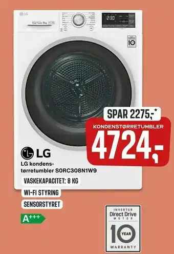 Skousen LG kondens tørretumbler S0RC308N1W9 tilbud
