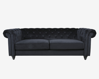 Daells Bolighus Daells bolighus sofa 3 pers. chesterfield sort velour tilbud