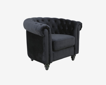Daells Bolighus Daells bolighus lænestol chesterfield sort velour tilbud
