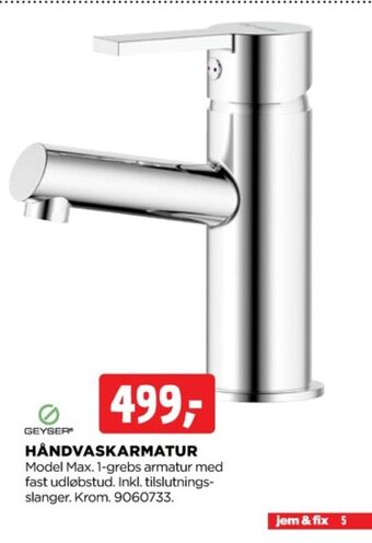 jem & fix Geyser håndvaskarmatur tilbud