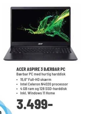 Acer aspire 3 bærbar pc