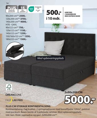 JYSK PLUS C30 STORAGE KONTINENTALSENG tilbud