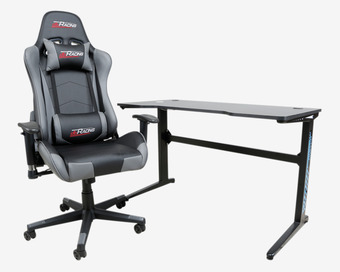 Gamersæt bord + stol sort/grå