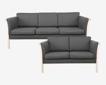 Sofasæt 3+2 pers. tremmesofa grå stof