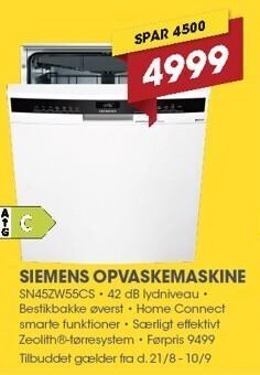 Punkt1 Siemens opvaskemaskine tilbud